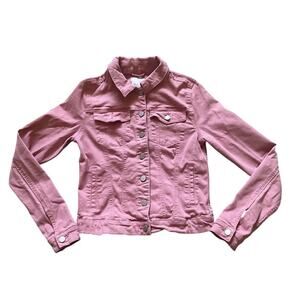 Pink Denim Crop Jacket Size Small Contemporary Feminine Coquette Soft Barbie